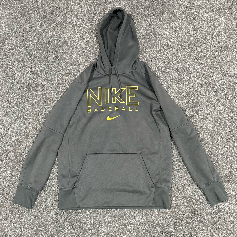 Nike Charcoal Hoodie with Vibrant Yellow Accents